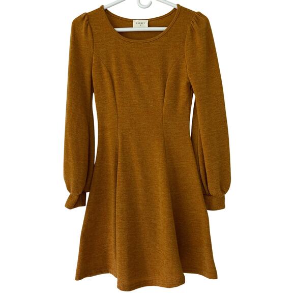 Everly Dresses & Skirts - Everly long skater mini dress sleeve puff balloon sleeve fall  mustard yellow S